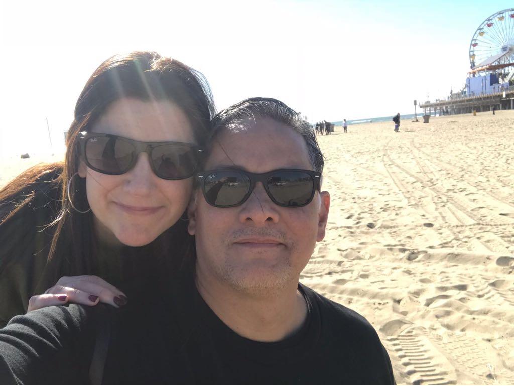 Todd and Cecilia on the Santa Monica beach in 2018.