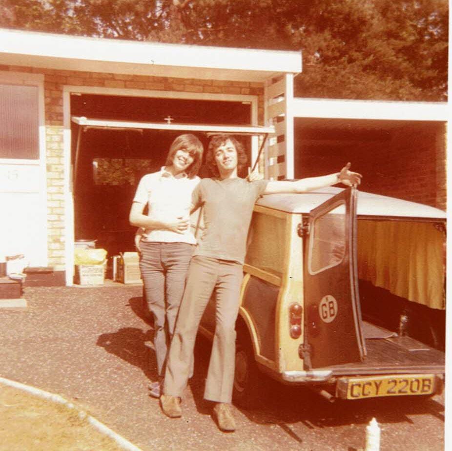 Tony and his wife Maureen, shortly before they began their lifechanging journey: from Great Britain to Australia over land driving most of the way in this secondhand Mini Cooper.
